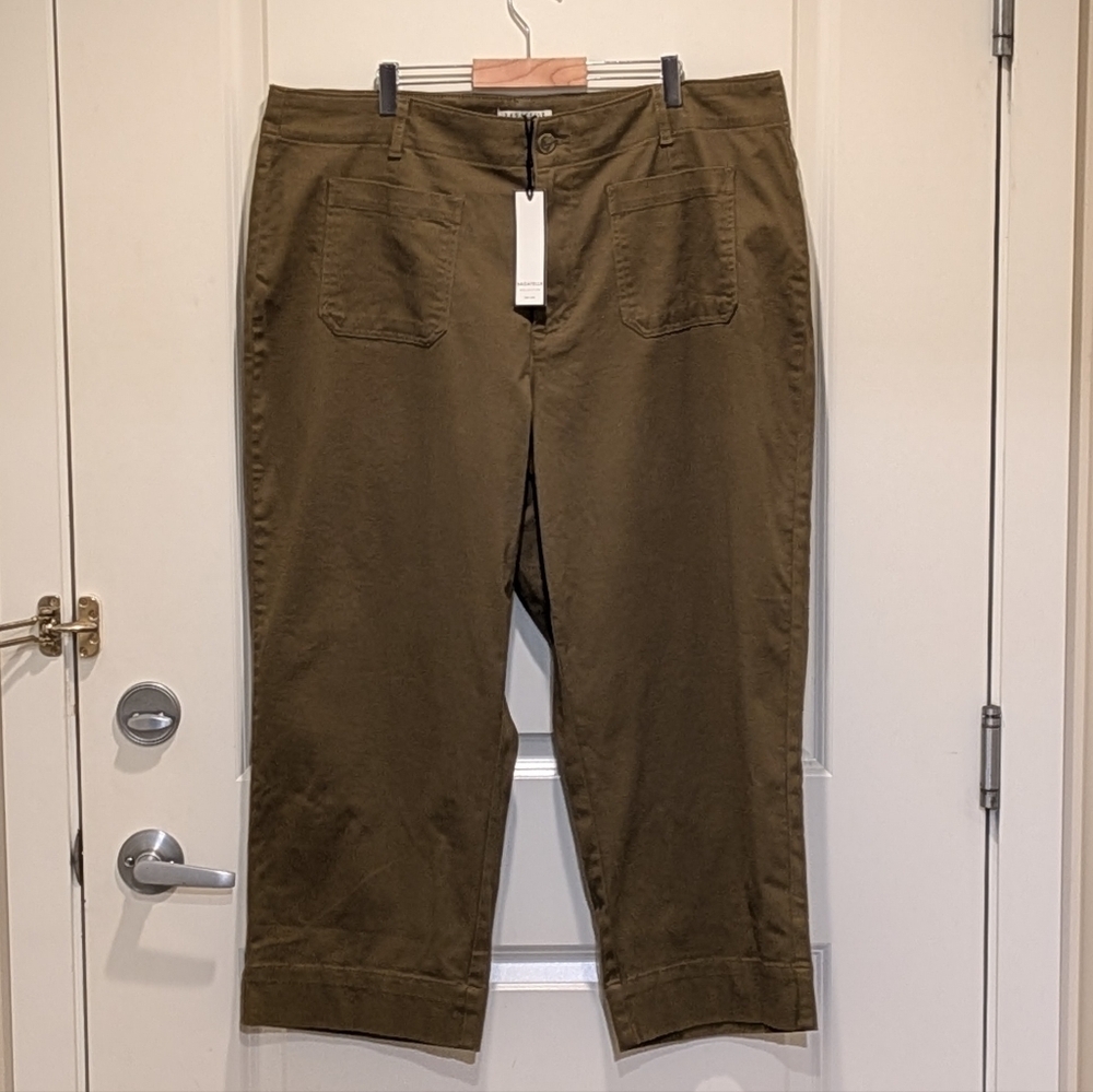 NWT Bagatelle Collection 2X Dark Tan Crop Length Wide Leg Trousers - Picture 2 of 6